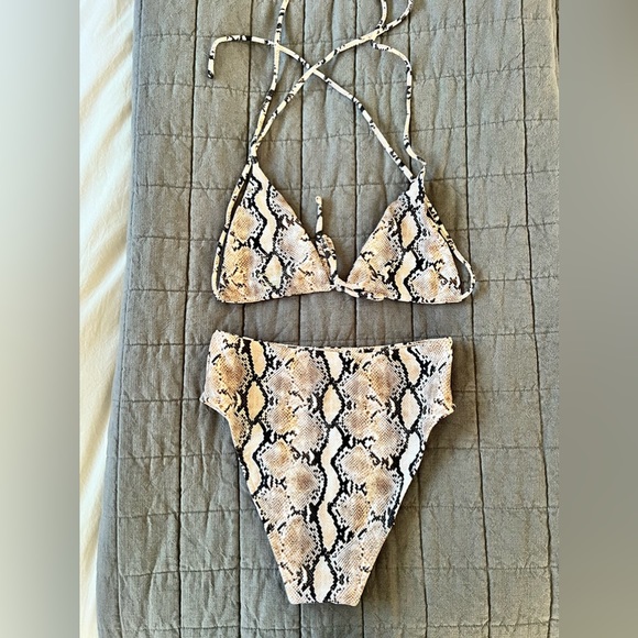 Tan + Lines Python Print Bikini - Picture 3 of 3